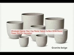Varejo Popular de Plantação de Fibra de Barro Textura Superfície Potes de Flores Brancos Redondos Para Decoração