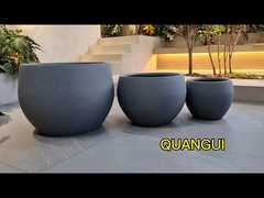 Plantação de flores redonda de argila de fibra azul durável com drenagem