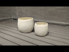 Plantador de argila de fibra de aço Φ350*H240 com buracos de drenagem e Φ300*H210