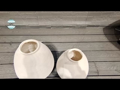 Plantação de argila de fibra de vidro redonda esculpida à mão com acabamento clássico