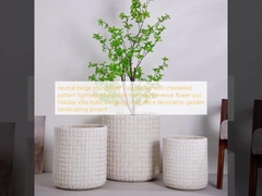 Plantação de argila de fibra redonda beige neutra com padrão a quadros leve durável pouca manutenção flor de vaso de férias Vila hotel shopping center decoração de escritório jardim projeto de paisagismo