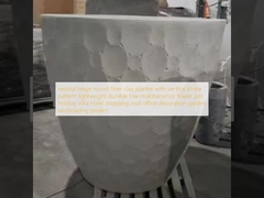 plantação de argila de fibra redonda beige neutro com padrão de listras verticais leve, durável, de baixa manutenção, pote de flores de férias, casa de campo, hotel, shopping center, decoração de escritório, jardim, projeto de paisagismo
