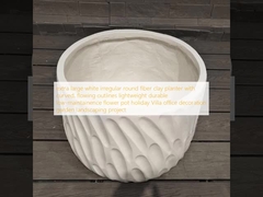 vaso de fibra de argila redondo irregular branco extra grande com contornos curvos e fluidos, leve, durável, de baixa manutenção, vaso de flores, decoração de escritório de vila de férias, projeto de paisagismo de jardim
