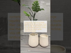 visual contemporâneo bege neutro textura linear repetitiva design vaso de fibra de argila redondo leve durável baixa manutenção vaso de flores decoração de escritório Villa feriado projeto de paisagismo de jardim