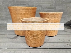 tecidos mini-tecidos tecidos castanhos quentes e terrosos padrão pontilhado texturizado vaso de barro de fibra redonda leve e durável vaso de flores de baixa manutenção decoração de escritório Villa de férias projeto de paisagismo de jardim