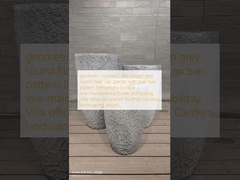 geometricamente rachado - como design cinza redondo plantação de argila de fibra com um padrão de mosaico leve durável pouca manutenção flor de vaso de férias decoração de escritório de vila Rooftop Jardins projeto de paisagismo