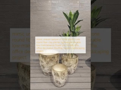 imitar textura irregular de pedra tom de terra redondo fibra de argila plantador leve durável pouca manutenção flor de vaso de férias decoração de escritório villa telhado jardins projeto de paisagismo