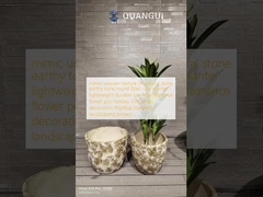 Imitar textura irregular de pedra natural tom de terra redondo fibra de argila plantador leve durável pouca manutenção flor de vaso de férias decoração de escritório villa telhado jardins projeto de paisagismo