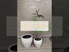Potes de flores brancos únicos: mosaico distintivo - como um design de tijolo plantação redonda de argila de fibra leve durabilidade baixa manutenção de férias decoração de escritórios de villas Projeto de paisagismo de jardins no telhado