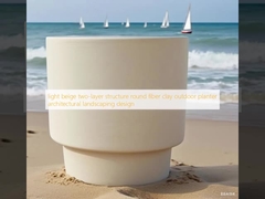bege claro estrutura de duas camadas vaso redondo de fibra de argila para exterior design arquitetônico paisagístico