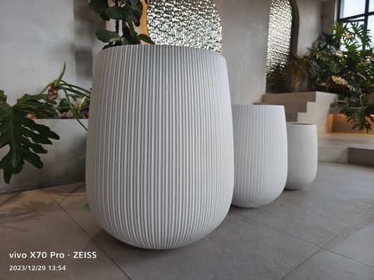 Jarros de argila de fibra de jardim redondo esculpidos à mão 10 polegadas