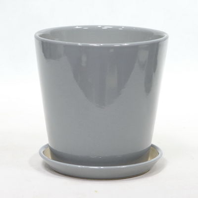 comprar Plantação de cerâmica cinza brilhante redonda com drenagem online manufacture