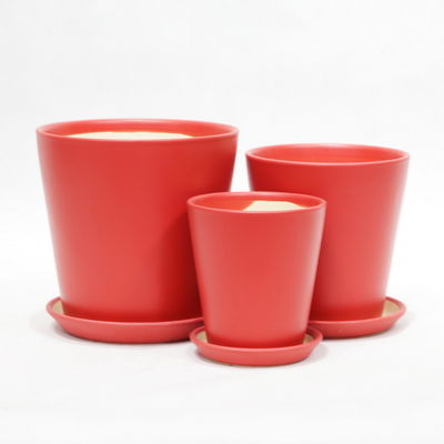 comprar Potes de cerâmica de interior simples e leves com bandeja de drenagem online manufacture