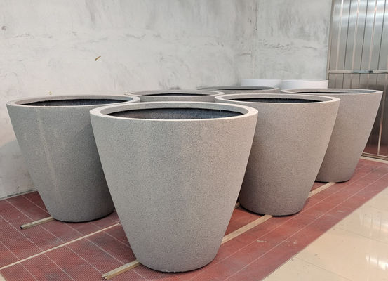 comprar Potes de plantação de fibra de vidro redonda de cor personalizada com buraco de drenagem online manufacture
