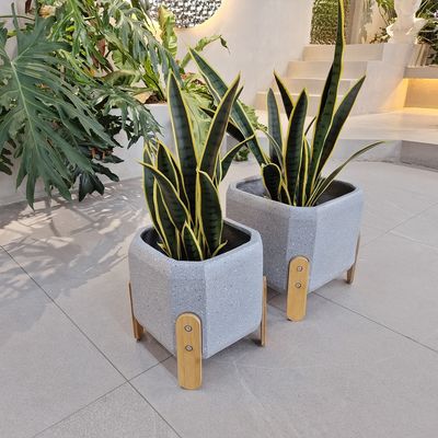 comprar Design personalizado Moderno estilo Planta de argila de fibra com acabamento de escultura à mão online manufacture