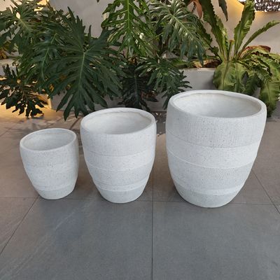 comprar Plantadores de argila de fibra revestidos em pó para casa de jardim no pátio online manufacture
