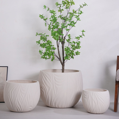 comprar neutral beige round fiber clay planter online manufacture