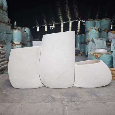 comprar Jardineira de fibra de argila redonda, branca, irregular, curva e fluida, extra grande e elegante online manufacture