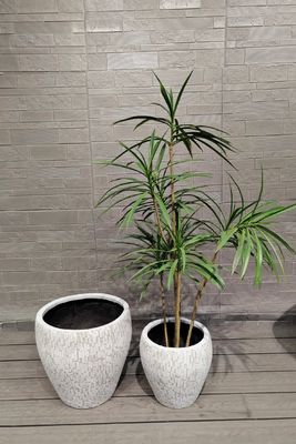 comprar Mosaico branco como tijolo Design redondo de fibra de argila Vaso de flores Villa leve Projeto de escritório online manufacture