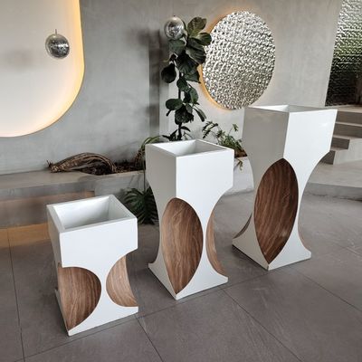 Potes de flores de fibra de vidro de resina de grande porte para shopping