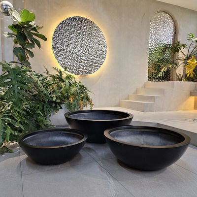 Potes de fibra de vidro preto para jardim