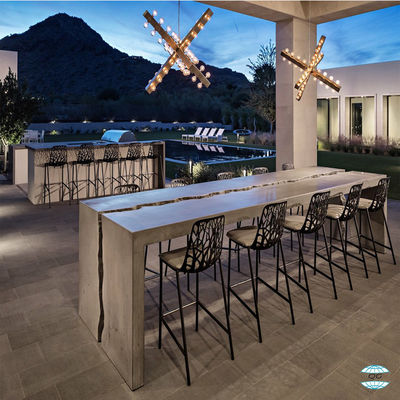 Contemporâneo resistente a intempéries Outdoor Fibra de cimento Concreto Tbale Set com pernas robustas