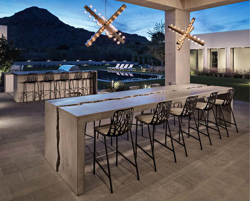 Concreto cinza Rectangular Patio Table Set Outdoor GRC Concrete Table Bench