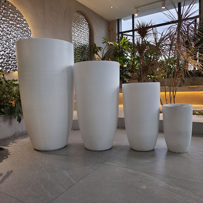 Superfície lisa de fibra de argila potes de flores para flores e decoração de plantas verdes