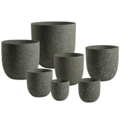 Potes de jardim de fibra de cimento elegantes para plantas florais / verdes no jardim exterior interno