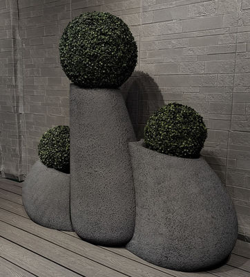 Concha de flores de argila de fibra preta para plantação e decoração de interiores