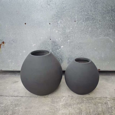 vaso de fibra de argila cinza fosco, redondo, em forma de urna, leve, durável, de baixa manutenção, vaso de flores, decoração de escritório, Villa de férias, projeto de paisagismo de jardim