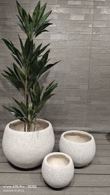 bege neutro pedra natural salpicada - design de imitação vaso redondo de fibra de argila leve durável baixa manutenção vaso de flores decoração de escritório Villa feriado projeto de paisagismo de jardim