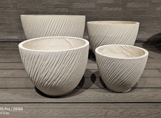 Flowing Effect Contemporâneo Look Branco Redondo Plantadores de Fibra de Argile