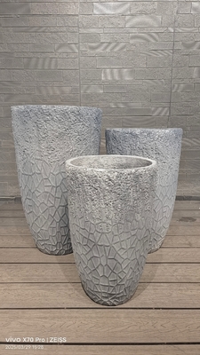 geometricamente rachado - como design cinza redondo plantação de argila de fibra com um padrão de mosaico leve durável pouca manutenção flor de vaso de férias decoração de escritório de vila Rooftop Jardins projeto de paisagismo