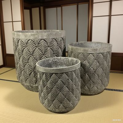 Padrão repetitivo de folhas de palmeira cinza redonda Planta de cimento de fibra durável de baixa manutenção