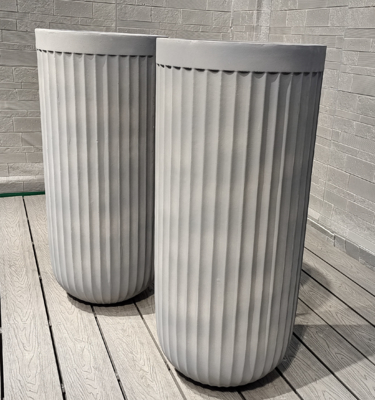 Projeto de decoração de luxo de plantação de fibra de argila de dimensão linear cinza alta e fresca